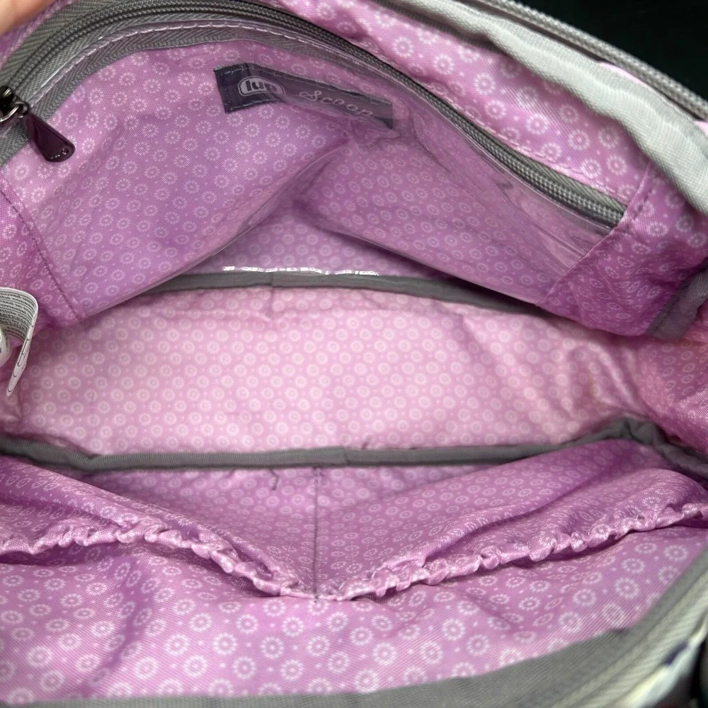 LUG‎ Scoop Crossbody Shoulder Bag Purse Watercolor Grey Pink Teal Flower